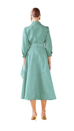 Aqua Blue Taffeta Shirt Dress
