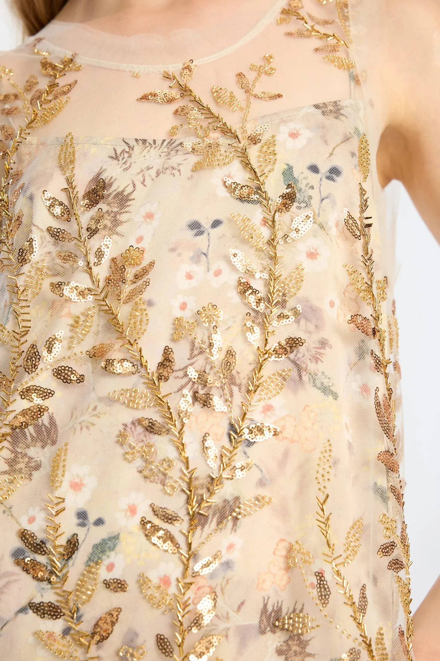 Barika Gold Sheer Dress