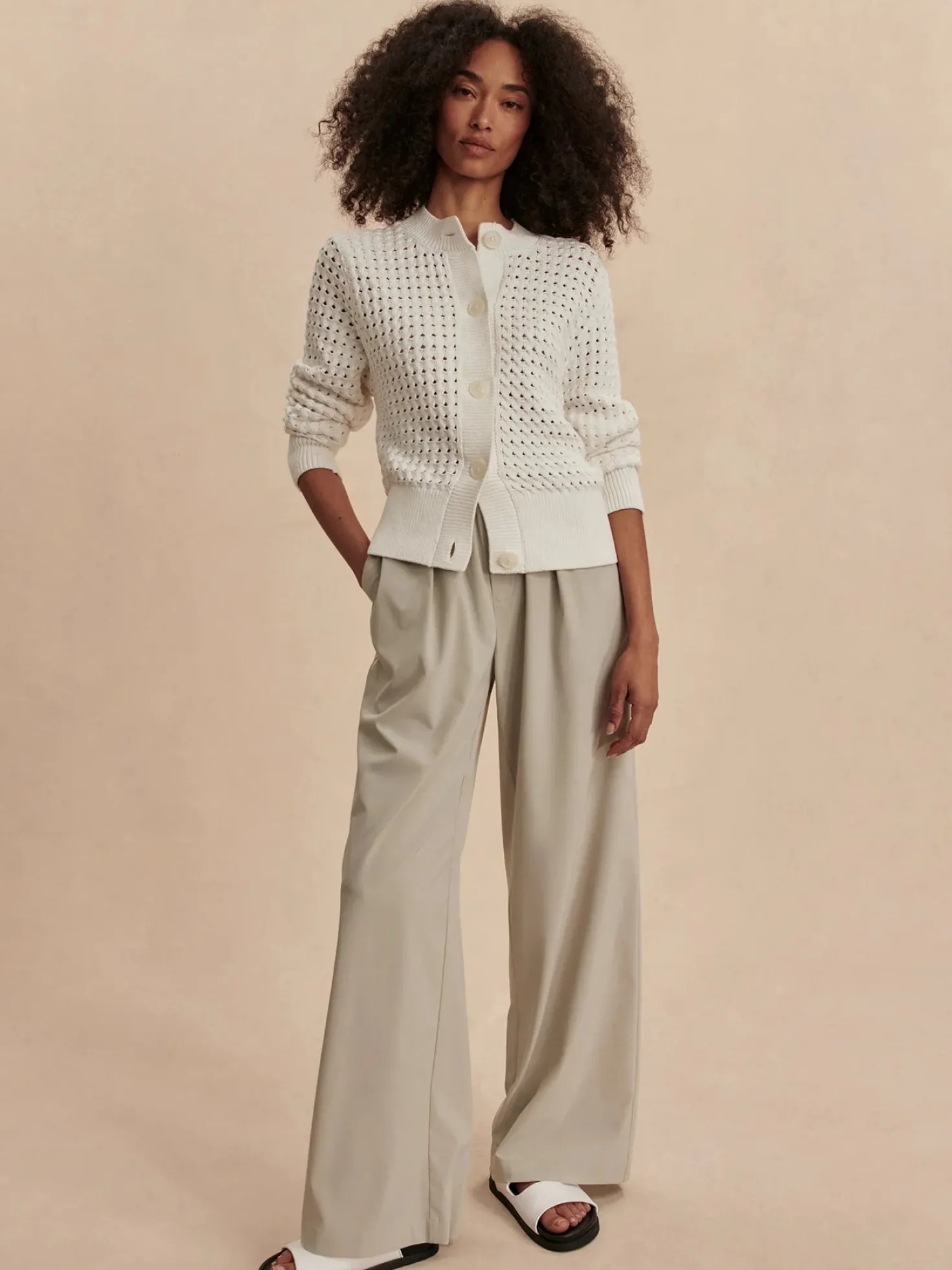 Bettina Textured White Knit Jacket