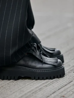 Black Fringe Chunky Loafer