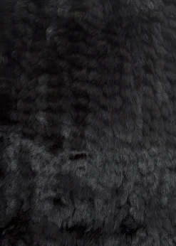 Black Knitted Rex Rabbit 'Loop' Luxury Fur Scarf