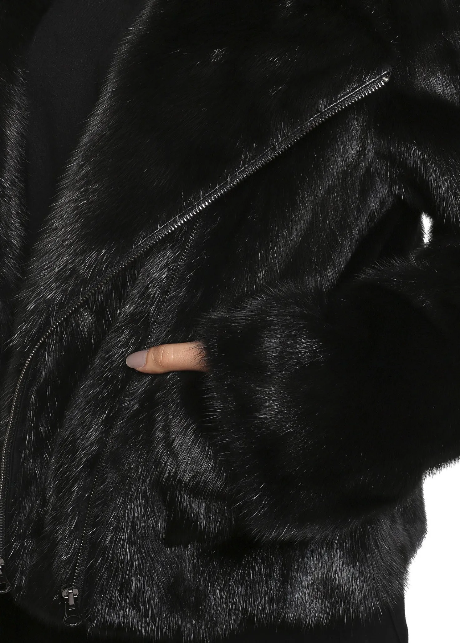 Black Mink Biker Jacket