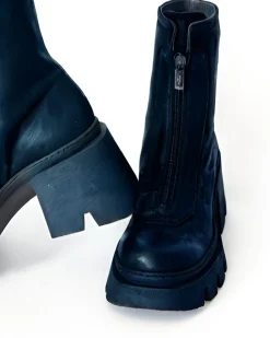 Black Suede Front Zip Boot