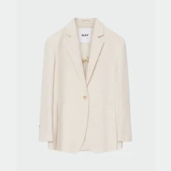 Emile Cream Textured Single Breasted Blazer