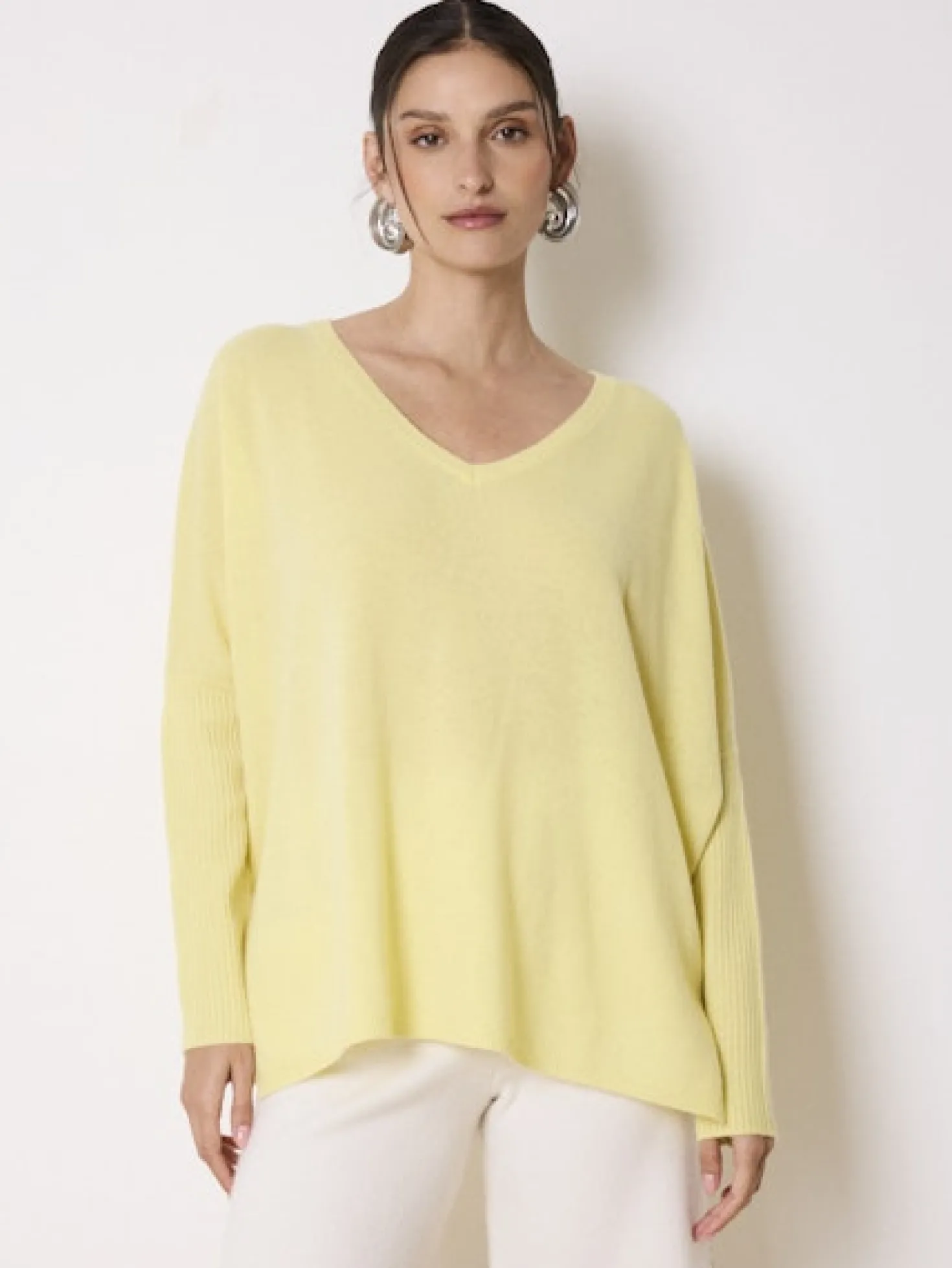 Faustine Fade Yellow Cashmere V Neck