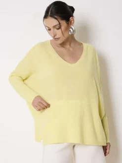 Faustine Fade Yellow Cashmere V Neck
