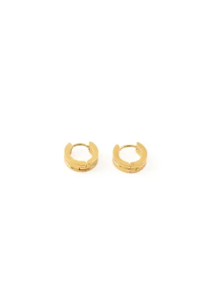 Gold Single Ridge Hoop Earrings