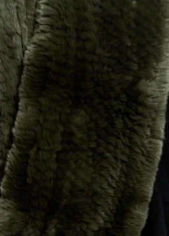 Green Knitted Rabbit Double Snood With Fur Trim