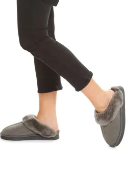 Grey Luxury Sheepskin Wedge Slippers