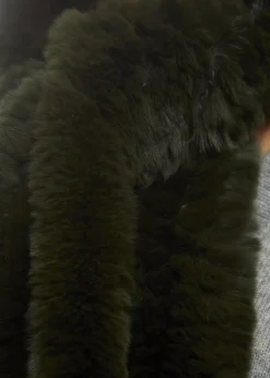 Khaki 'Open' Real Rex Rabbit Fur Scarf