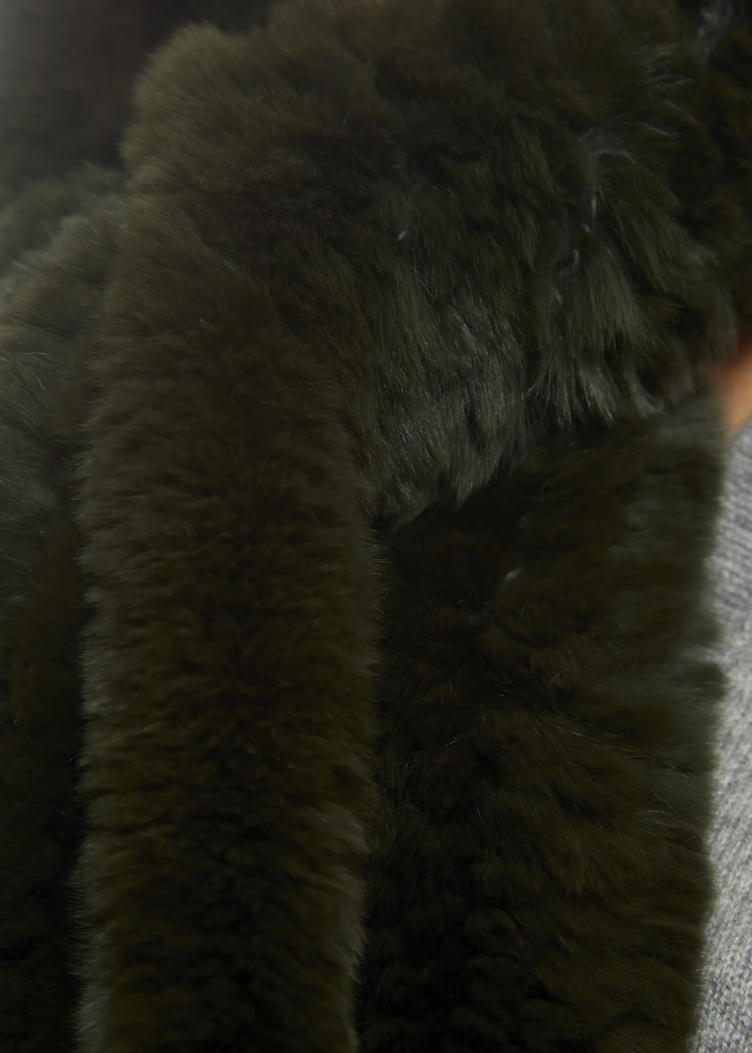 Khaki 'Open' Real Rex Rabbit Fur Scarf