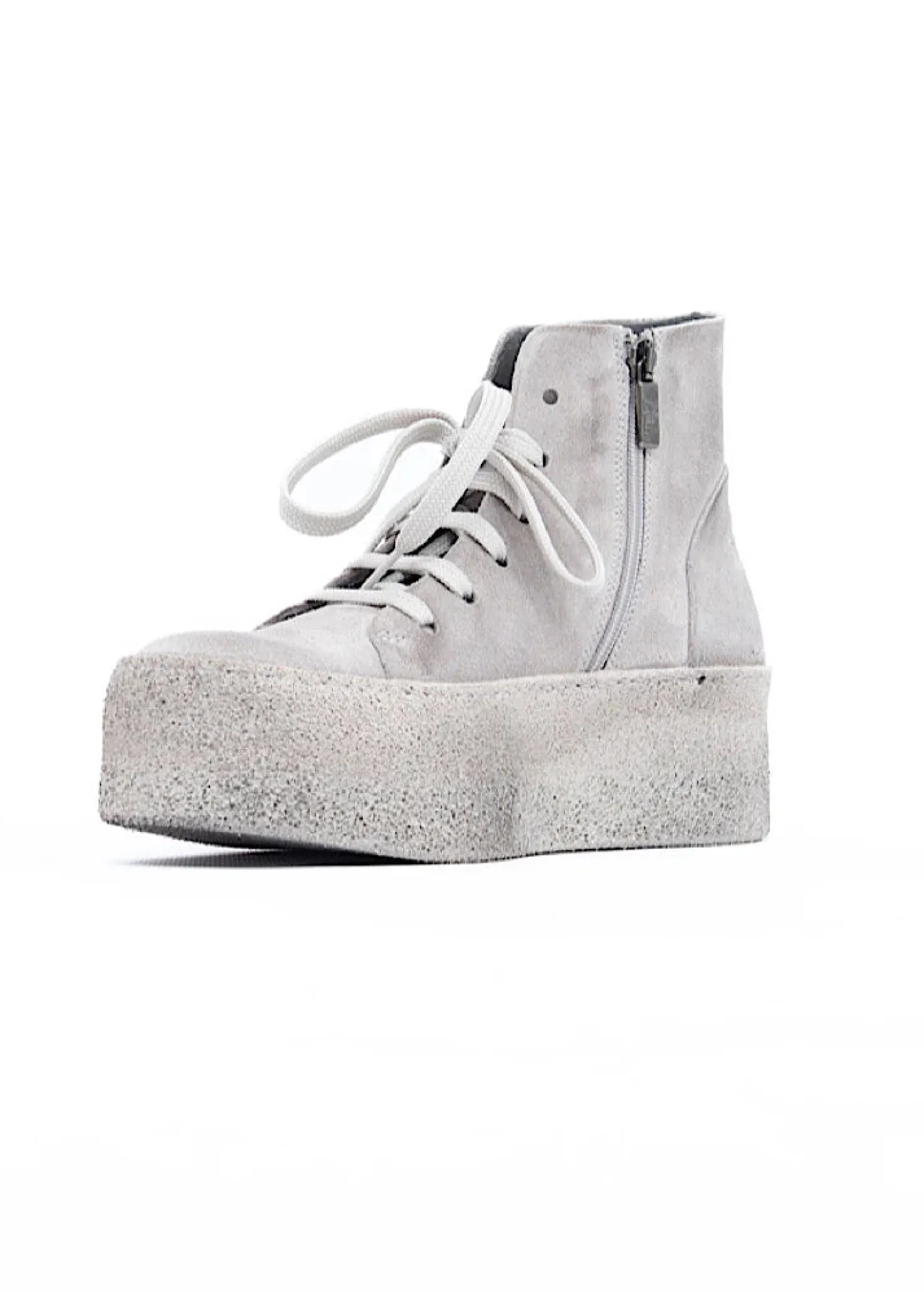Light Grey Suede Platform Desert Boot