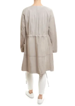 Long Light Grey Suede Coat