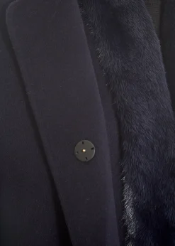 Navy 2 Piece Gilet and Coat with Mink Trim