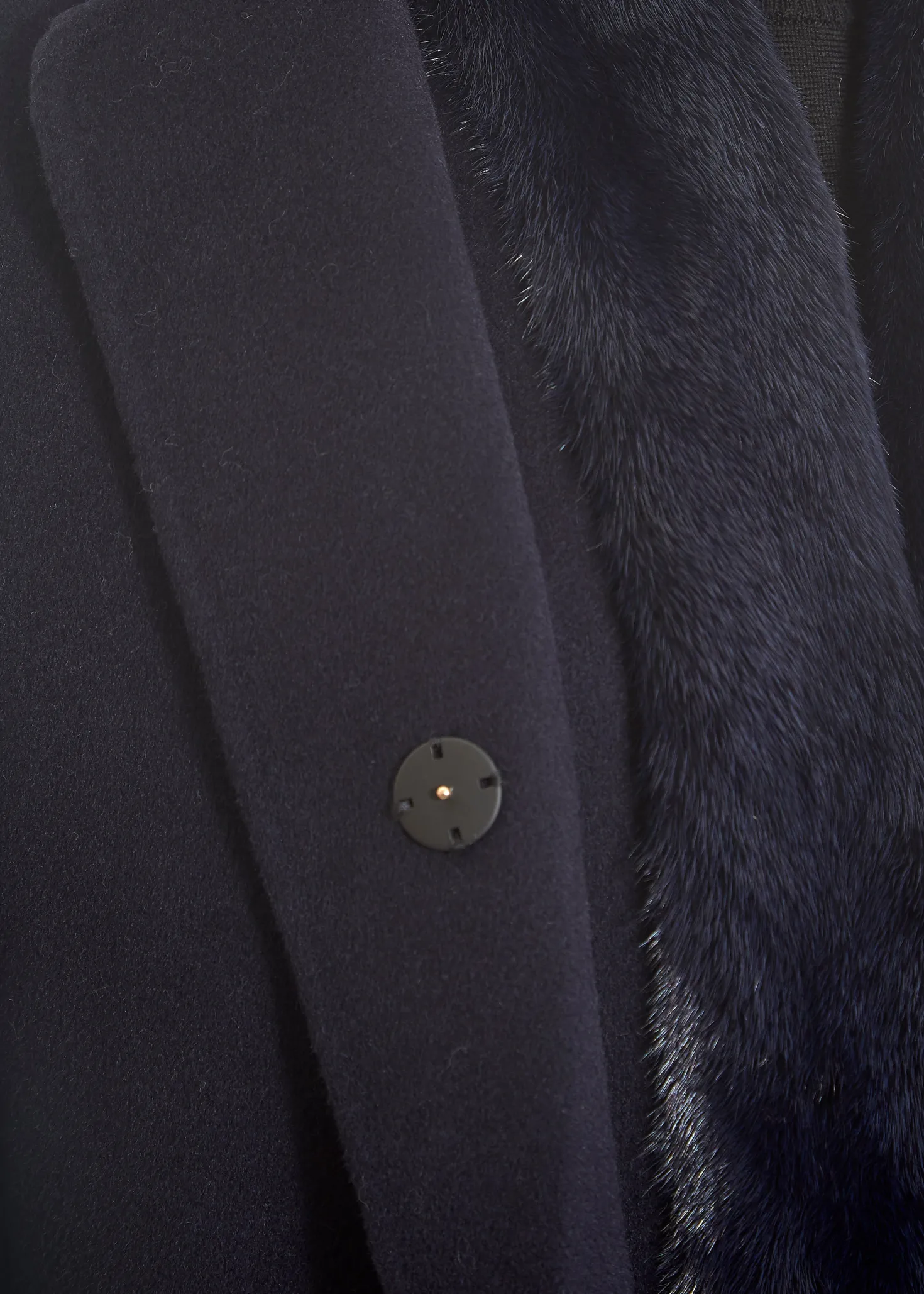 Navy 2 Piece Gilet and Coat with Mink Trim