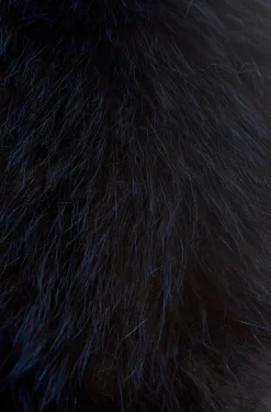 Navy Blue Genuine Fox Fur Collar