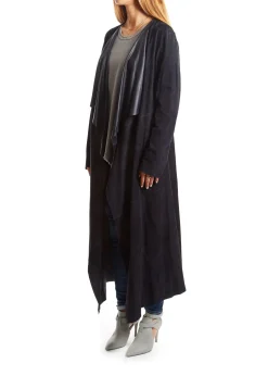 Navy Suede Long Coat