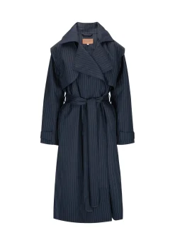 Regndrape Dark Navy Pinstripe Waterproof Trench Coat