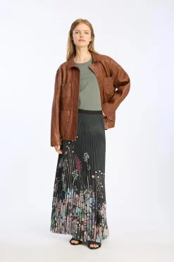 Taulla Black Print Pleated Skirt